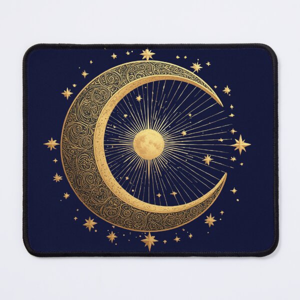 Item preview, Ornate Golden Celestial Crescent Moon with Starburst designed and sold by sanorastyle.