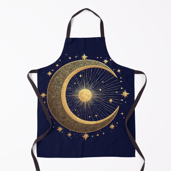 Item preview, Ornate Golden Celestial Crescent Moon with Starburst designed and sold by sanorastyle.