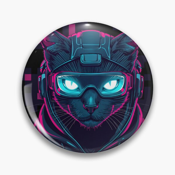 Artikelvorschau, Cyberpunk-Katzen-Neon-Hacker-Design entworfen und verkauft von ShawonDesigns.