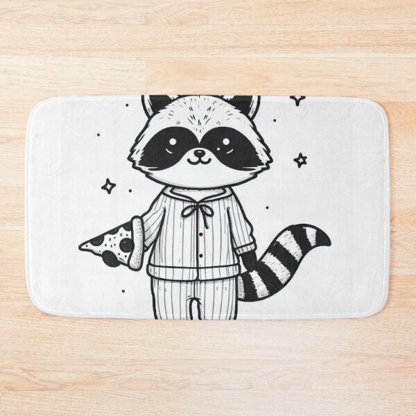 Item preview, Midnight Snack Raccoon with Pizza – Funny Minimalist Pajama Design designed and sold by Mitaudesign.