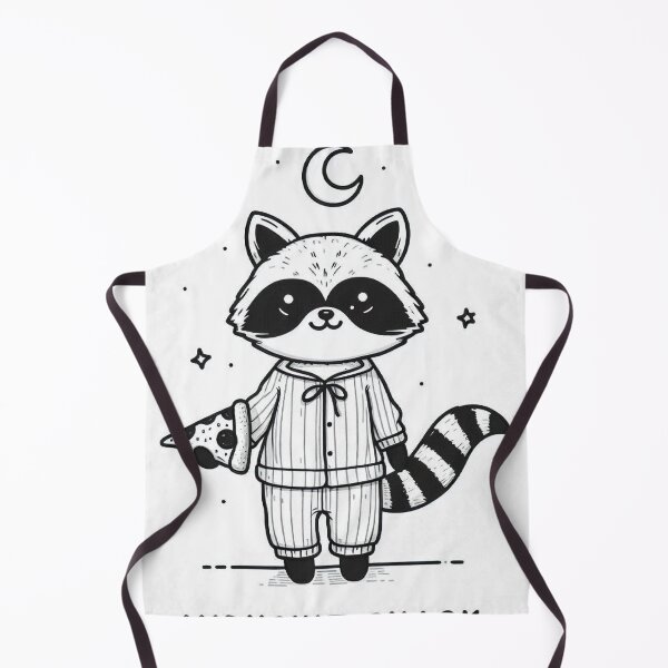 Item preview, Midnight Snack Raccoon with Pizza – Funny Minimalist Pajama Design designed and sold by Mitaudesign.