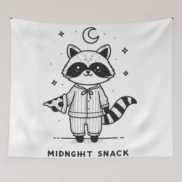 Item preview, Midnight Snack Raccoon with Pizza – Funny Minimalist Pajama Design designed and sold by Mitaudesign.