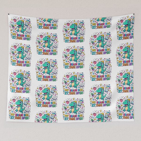 Item preview, ADHD Rex - My Brain Has 27 Tabs Open T-Rex Sticker Design designed and sold by WowDezign.