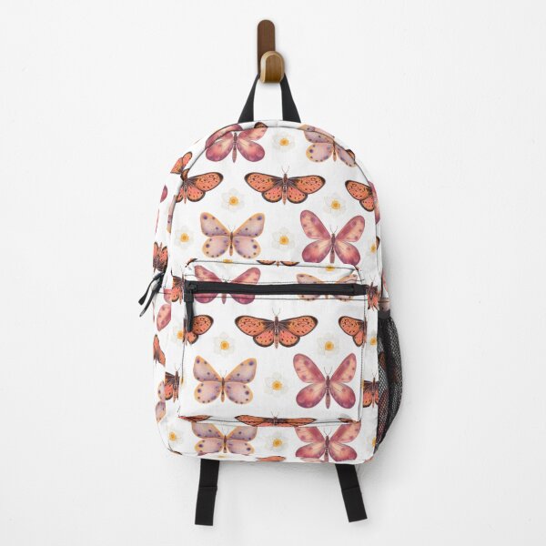 Item preview, Short Description: Elegant seamless pattern with coral-toned butterflies dancing among golden daffodils. Warm, vintage-inspired nature art. designed and sold by Grin Katalina Floral Patterns & Cozy Art.