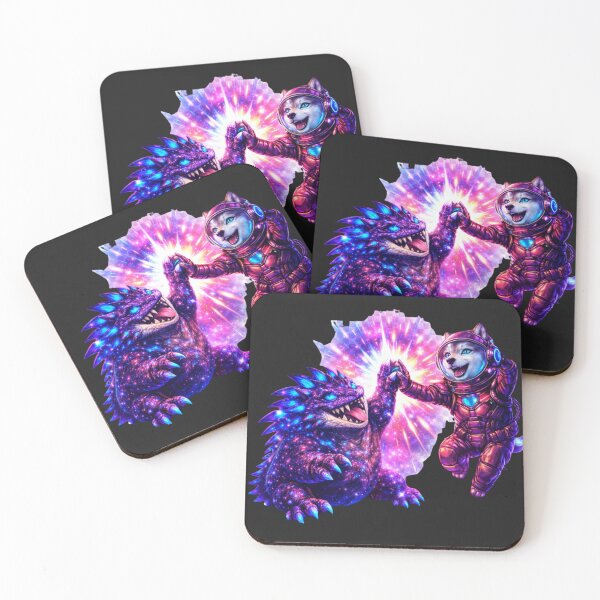 Item preview, Cute Neon Astronauts with Cosmic Monster designed and sold by Nika Art Studio.