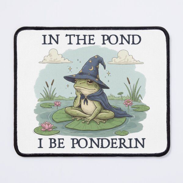 Item preview, In The Pond I Be Ponderin Cottagecore Cute Wizard Frog on Lilypad Sticker designed and sold by DropsOfDopamine.