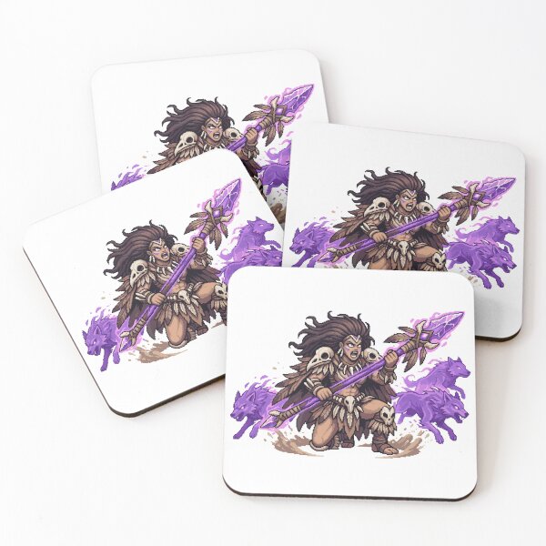 Item preview, Pixel Art Spirit Shaman Warrior with Purple Wolves – Retro 8-Bit Fantasy Design designed and sold by AmazingEG.