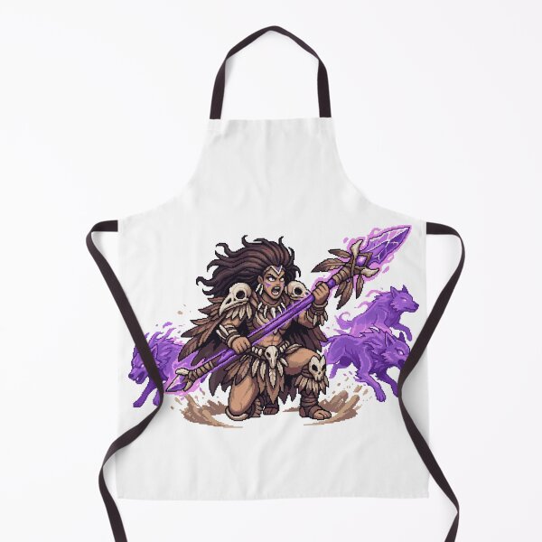 Item preview, Pixel Art Spirit Shaman Warrior with Purple Wolves – Retro 8-Bit Fantasy Design designed and sold by AmazingEG.