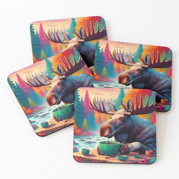 Item preview, Moose Drinking Coffee: “Moose Macchiato” designed and sold by The Coffee Critters.