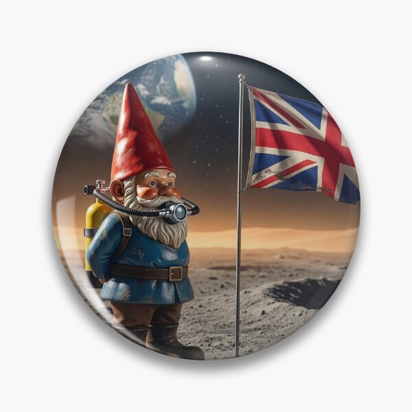 Item preview, Gnome Plants British Flag on the Moon designed and sold by Tridentulus.