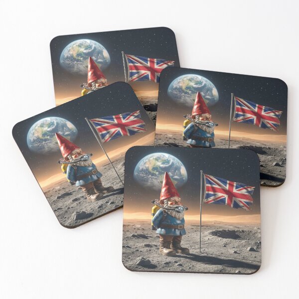 Item preview, Gnome Plants British Flag on the Moon designed and sold by Tridentulus.