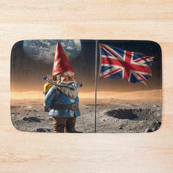 Item preview, Gnome Plants British Flag on the Moon designed and sold by Tridentulus.