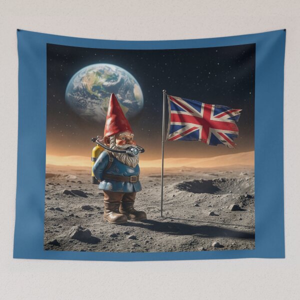Item preview, Gnome Plants British Flag on the Moon designed and sold by Tridentulus.