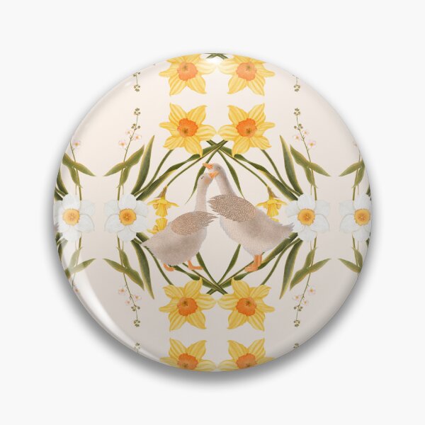 Item preview, Charming rustic pattern featuring whimsical geese and sunny daffodils. A perfect blend of country charm and spring freshness. designed and sold by Grin Katalina Floral Patterns & Cozy Art.