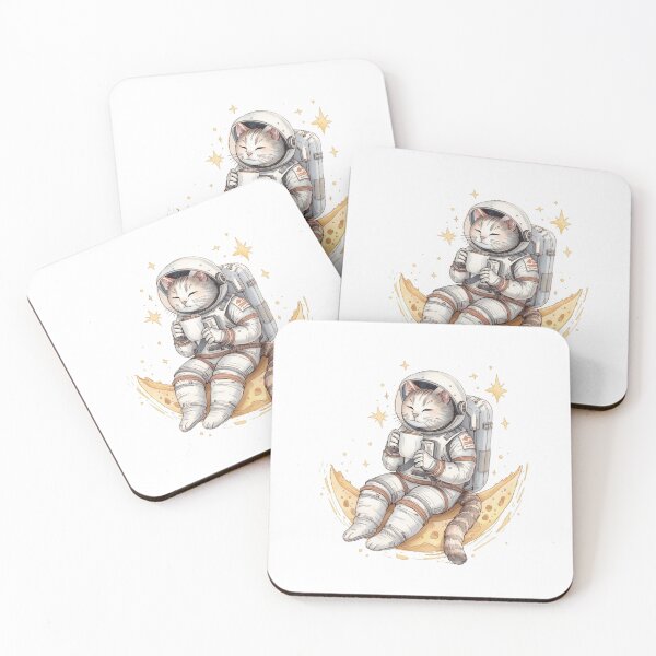 Item preview, Cute Astronaut Cat Drinking Coffee on the Moon designed and sold by INDEEDME.