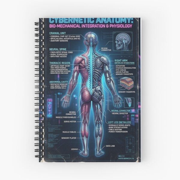 Item preview, cyber punk mechanical anatomy poster designed and sold by helderpoeta.