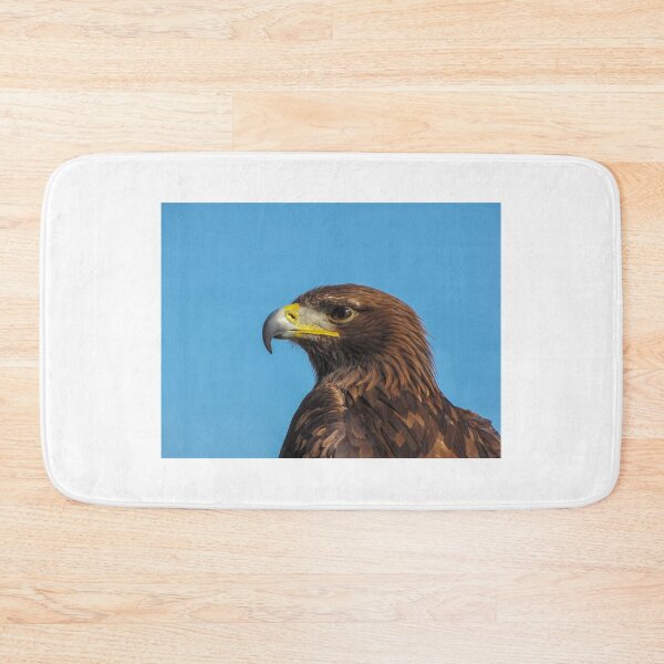 Item preview, Majestic Brown Eagle Portrait With Detailed Feathers And Sharp Beak Against Clear Blue Sky designed and sold by Nmallia.
