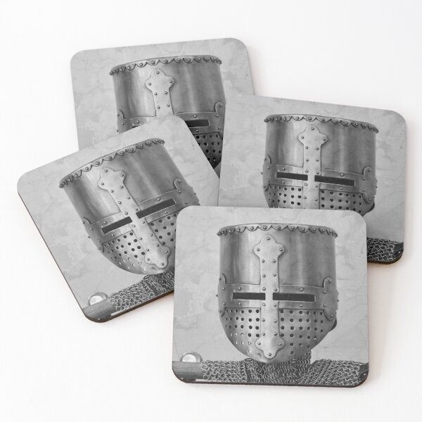 Item preview, Medieval Helmet and Chainmail Armor Of A Crusader Knight Displayed As Historical Warfare Relic designed and sold by Nmallia.