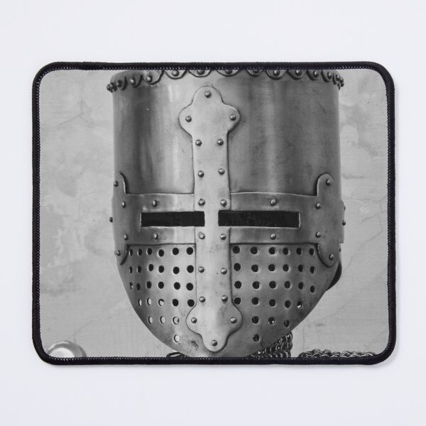 Item preview, Medieval Helmet and Chainmail Armor Of A Crusader Knight Displayed As Historical Warfare Relic designed and sold by Nmallia.
