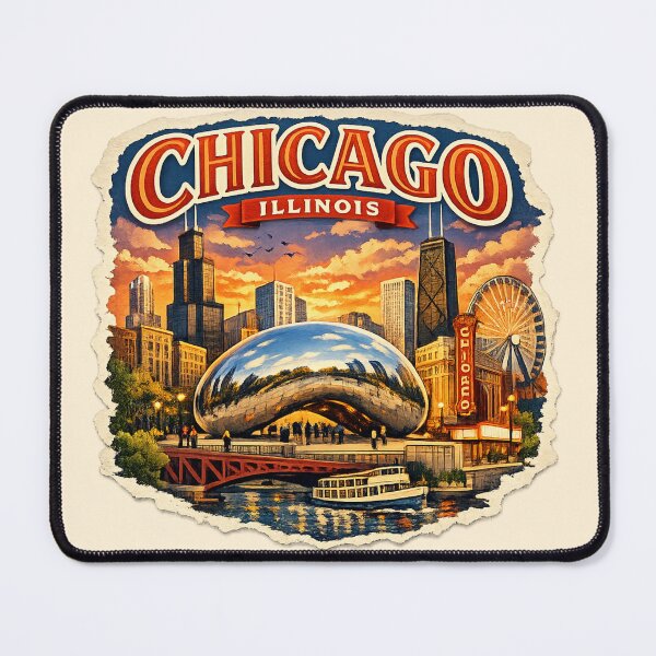Item preview, Illinois Travel Poster – Scenic Landscape Silhouette Design designed and sold by SamEmbersLiving.