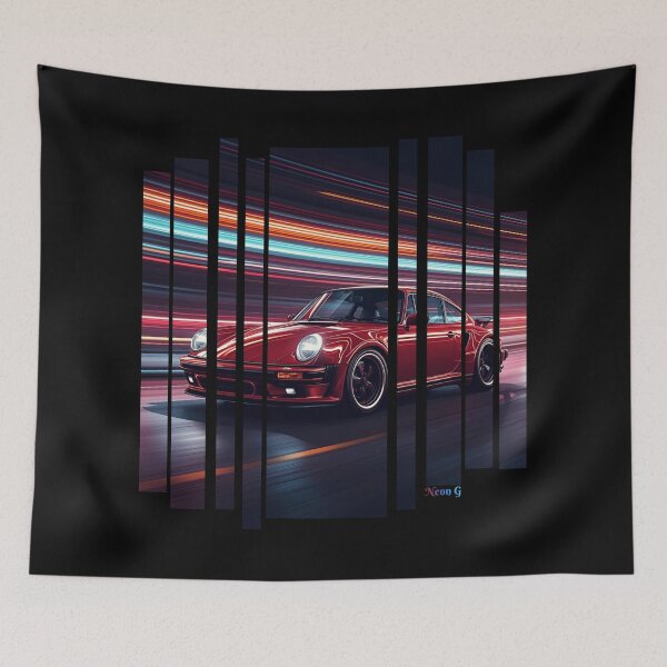 Item preview, Porsch 911 Turbo S inspired Design Vintage racing poster style, dynamic motion lines 12 designed and sold by Neon G.