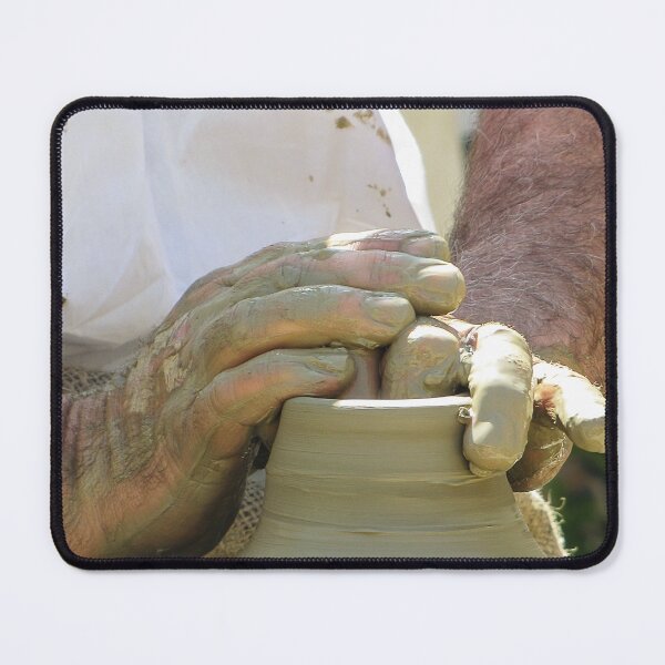 Item preview, Potter Shaping Clay on a Spinning Pottery Wheel With Muddy Hands Close-Up of Artisan Craft designed and sold by Nmallia.
