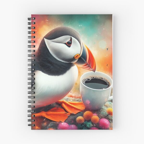 Aperçu de l'œuvre Puffin Drinking Coffee : « Puffin Pour Over » créée et vendue par The Coffee Critters.