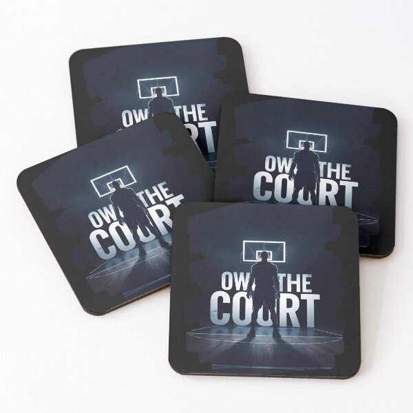 Item preview, Basketball Player silhouette standing tall with glowing hoop behind white text-Own The Court 8 designed and sold by Neon G.