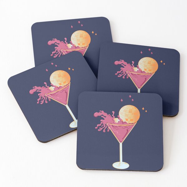 Item preview, Disco Cocktail – Pink-orange drink with a disco ball designed and sold by marlenamyr.