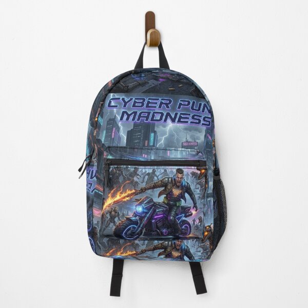 Item preview, Cyber Punk Poster Madness with Robots Dinosaurs and Flaming Swords designed and sold by helderpoeta.
