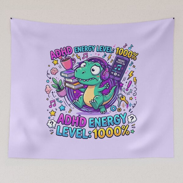 Item preview, ADHD Rex - Energy Level 1000% Dancing Dinosaur Sticker designed and sold by WowDezign.