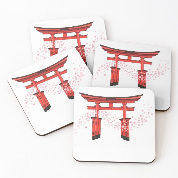 Item preview, red door in Japan along with cherry blossoms designed and sold by Black Sorrow.