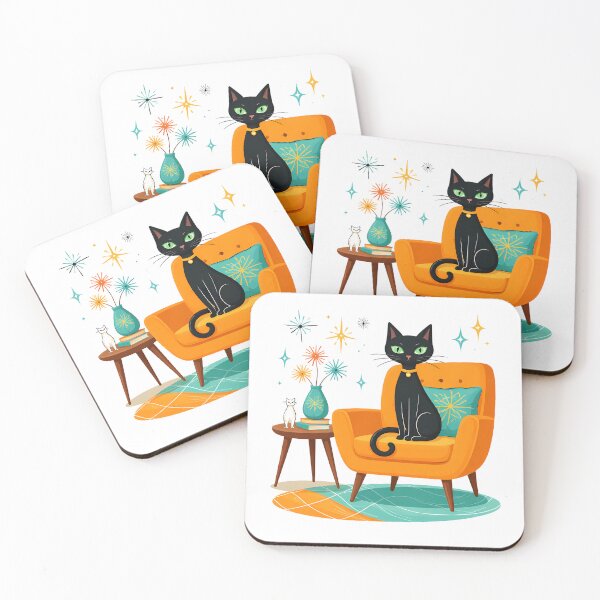 Item preview, Retro Lounge Cat - Mid-Century Modern Aesthetic designed and sold by Art-Selling.
