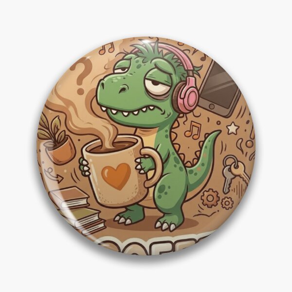 Item preview, ADHD Rex - Running on ADHD & Coffee Sleepy Dinosaur Sticker designed and sold by WowDezign.
