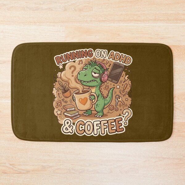 Item preview, ADHD Rex - Running on ADHD & Coffee Sleepy Dinosaur Sticker designed and sold by WowDezign.