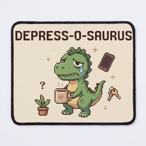 Item preview, ADHD Rex - Depress-o-saurus Pixel Dinosaur Sticker designed and sold by WowDezign.