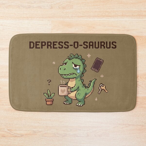 Item preview, ADHD Rex - Depress-o-saurus Pixel Dinosaur Sticker designed and sold by WowDezign.