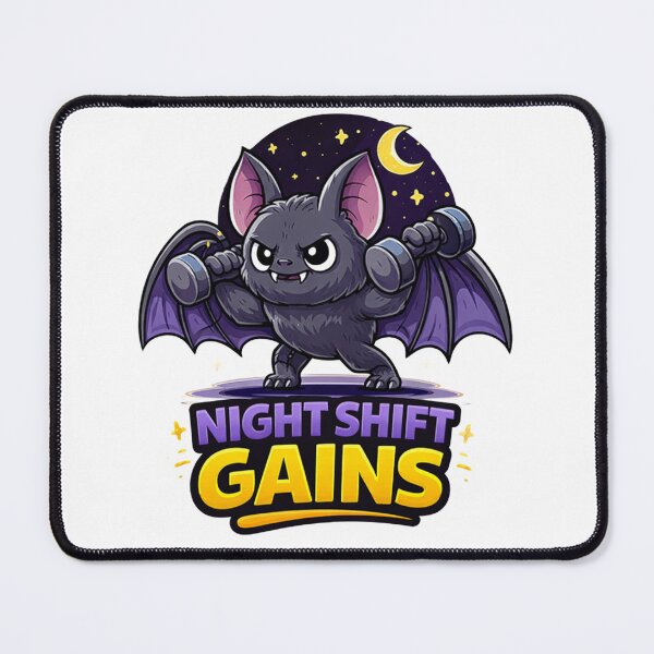 Item preview, Bat Gym Fitness Sticker – Night Shift Gains designed and sold by les3cerises.