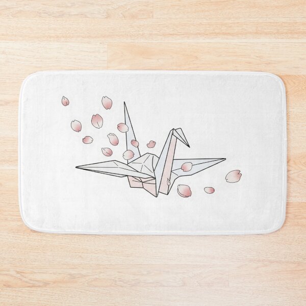 Item preview, white crane with flower petals designed and sold by Black Sorrow.