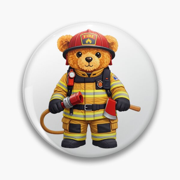 Item preview, Cute Firefighter Teddy Bear Hero - Fire Dept Mascot Art designed and sold by CuteBear87.
