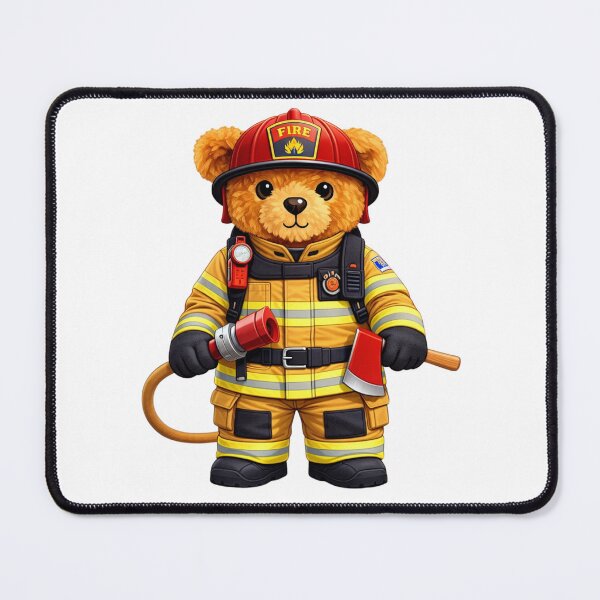 Item preview, Cute Firefighter Teddy Bear Hero - Fire Dept Mascot Art designed and sold by CuteBear87.