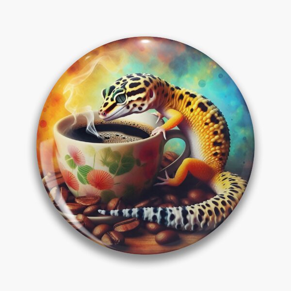 Item preview, Leopard Gecko Drinking Coffee: "Leopard Gecko Latte” designed and sold by The Coffee Critters.