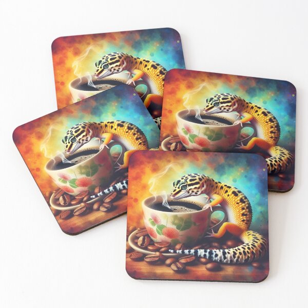Item preview, Leopard Gecko Drinking Coffee: "Leopard Gecko Latte” designed and sold by The Coffee Critters.