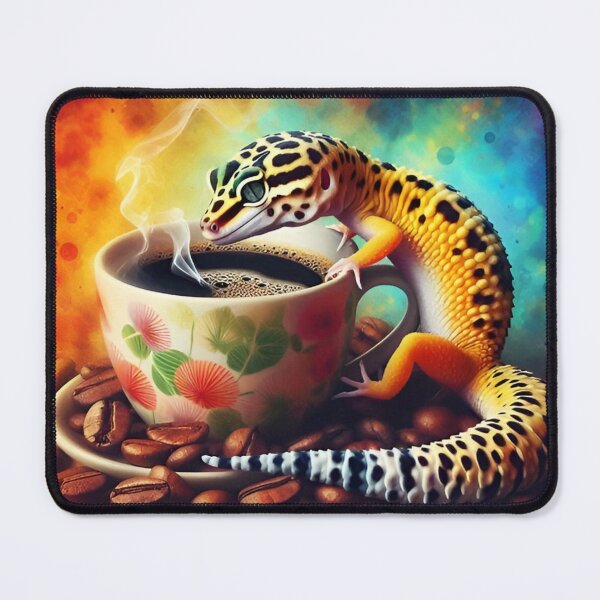 Item preview, Leopard Gecko Drinking Coffee: "Leopard Gecko Latte” designed and sold by The Coffee Critters.