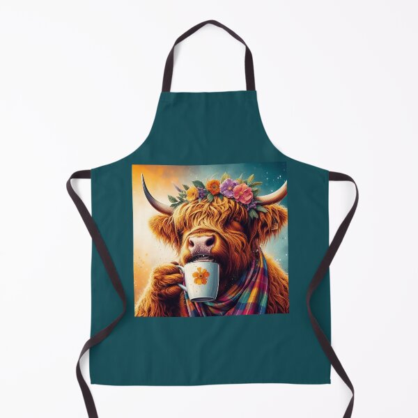 Item preview, Highland Cow Drinking Coffee: "Highland Cow Cappuccino” designed and sold by The Coffee Critters.