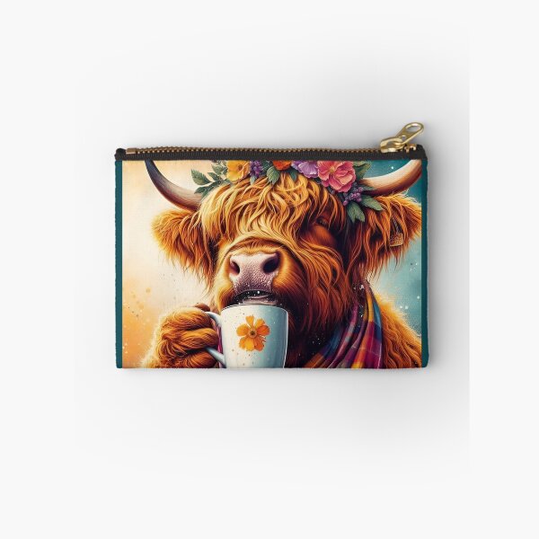 Item preview, Highland Cow Drinking Coffee: "Highland Cow Cappuccino” designed and sold by The Coffee Critters.
