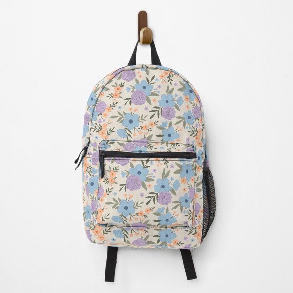 Item preview, Sunlit meadow floral - Soft blue, peach and lilac flowers designed and sold by Illustrated by Nat.