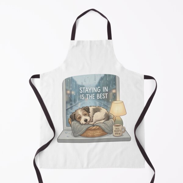 Item preview, Staying In Is The Best Cozy Dog Design | Rainy Day Aesthetic Cute Sleeping Puppy designed and sold by SoftPawsAtelier.