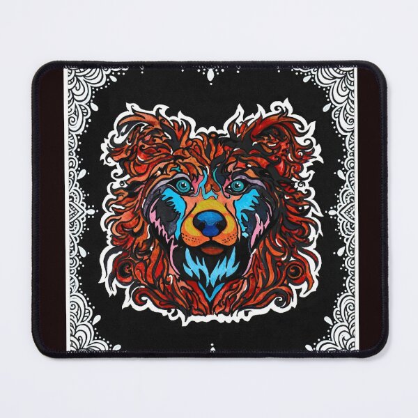 Item preview, Wildfire Spirit: Psychedelic Bear-Dog Art with Mandala Border designed and sold by Sayant Arts.