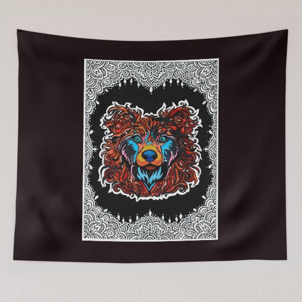 Item preview, Wildfire Spirit: Psychedelic Bear-Dog Art with Mandala Border designed and sold by Sayant Arts.